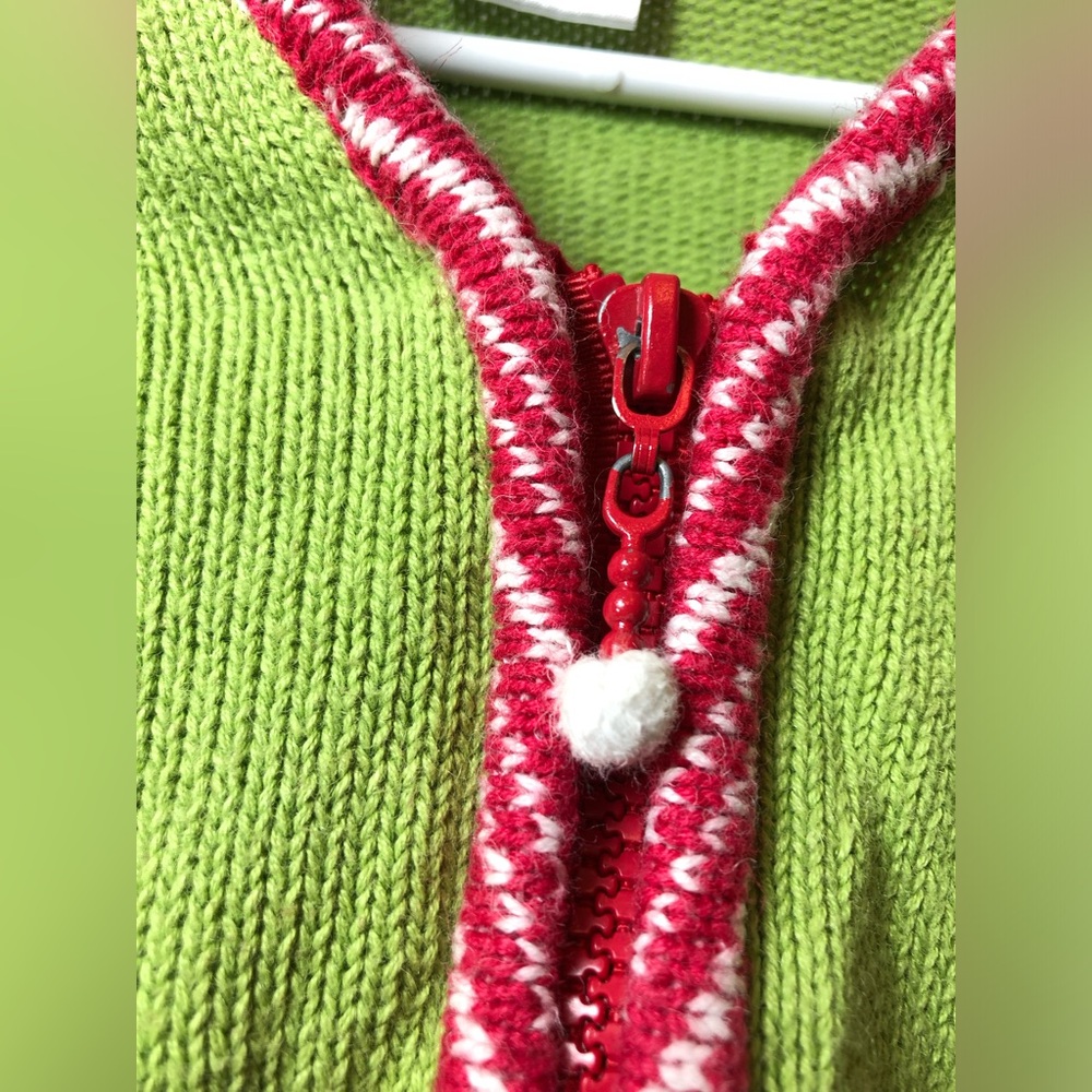 Cre8ions Green Santa Cardigan Sweater size 7 - Picture 5 of 7